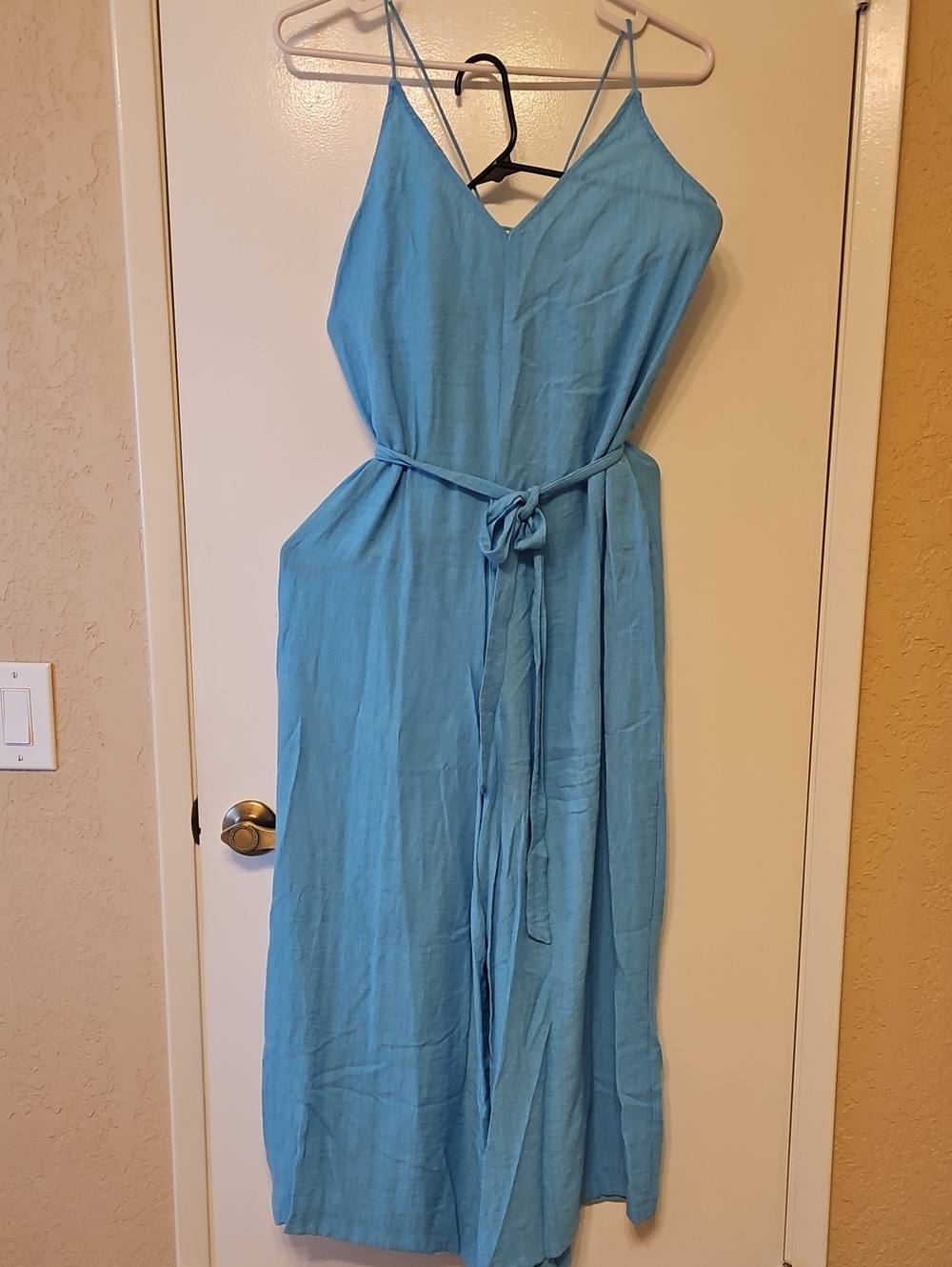 H&M Light Blue Sleeveless Jumpsuit with Tie Waist